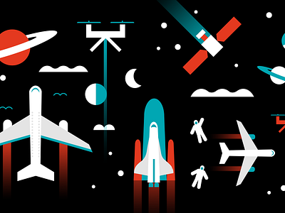 Aero airplane art astro astronaut geometric graphic design illustration illustrator moon plane planet satelite space spaceship