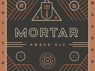 Mortar Can Label (updated) badge beer beer branding branding eye forge geometric hammer icon icon a day illuminati logo logo a day logotype mark masonry package pattern shield triangle