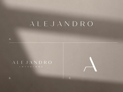 Alejandro Logos brand brand identity branding design fashion graphic design icon identity design interior logo logo design logotype mark minimal minimalist seal shadow type typography white