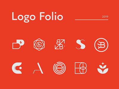 logo folio 01 behance black brand brand identity branding design geometric graphic design icon identity logo logo design mark portfolio poster red seal set type typography logo
