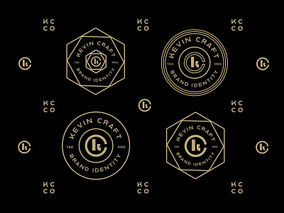 Kevin Craft Co Badges badge black brand brand identity branding design flat geometric gold graphic design icon identity logo logo design mark seal set type typography typography logo