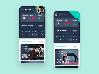 Mobile Fitness Workout App activity app clean design exercise fitness gym health interface minimal mobile sport tracker trainer training ui ux wellness workout