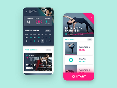 Mobile Fitness Workout App activity app clean design exercise fitness gym health interface minimal mobile sport tracker trainer training ui ux wellness workout