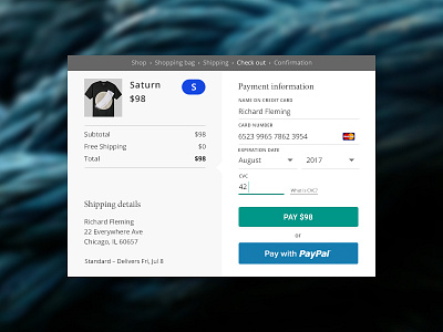Daily UI #2 - Credit Card Checkout