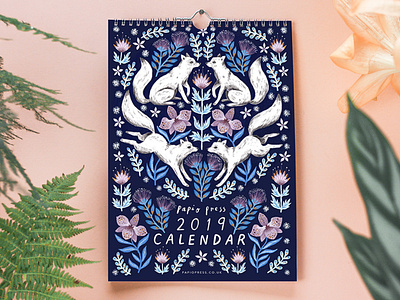 Papio Press Floral Creatures 2019 Calendar animal animals botanical butterfly calendar calendar 2019 design drawing floral folk fox illustration mythical nature unicorn wall calendar