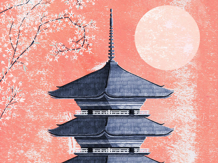 Buddhism temple set vector sketch illustration japanese chinese oriental  line art design elements. Buddhism temple set vector | CanStock