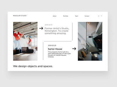 Modular studio arhitecture clean concept homepage interior ui web web design website