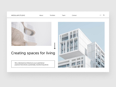 modular studio architecture clean concept homepage interior ui web web design webpage