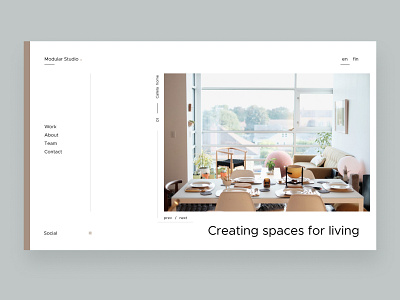 Modular studio architecture clean concept homepage interior ui web web design webpage website