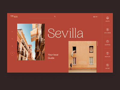 Sevilla city guide concept homepage spain tourism travel ui web web design webpage website