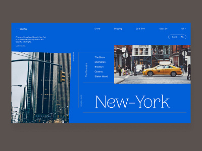 New york city guide concept homepage new york travel ui web web design webpage website