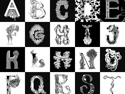 36 Days of Patterns alphabet black and white handdrawn illustration lettering letters type typography