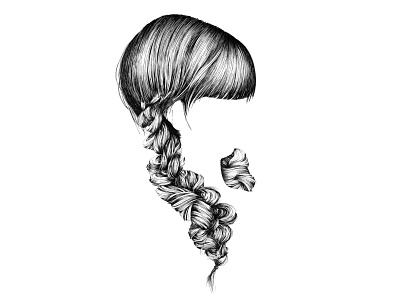 Hair 03 black and white braid drawing hair handdrawn handdrawn illustration illustration plait