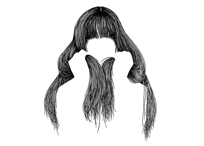 Hair 02 black and white drawing hair hair cut handdrawn illustration pen penwork portrait texture