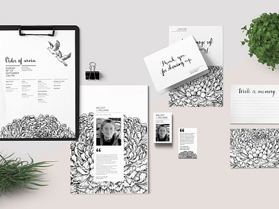 Branding Illustration black and white branding calligraphy card cards corporate floral flower hand drawn hand drawn hand drawn type handdrawn handdrawn calligraphy handdrawn type illustration letterhead marketing typography