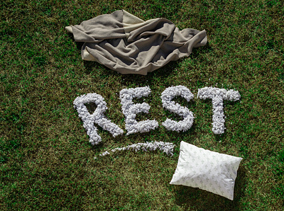 Rest 3d art article design creation pillow rest typography