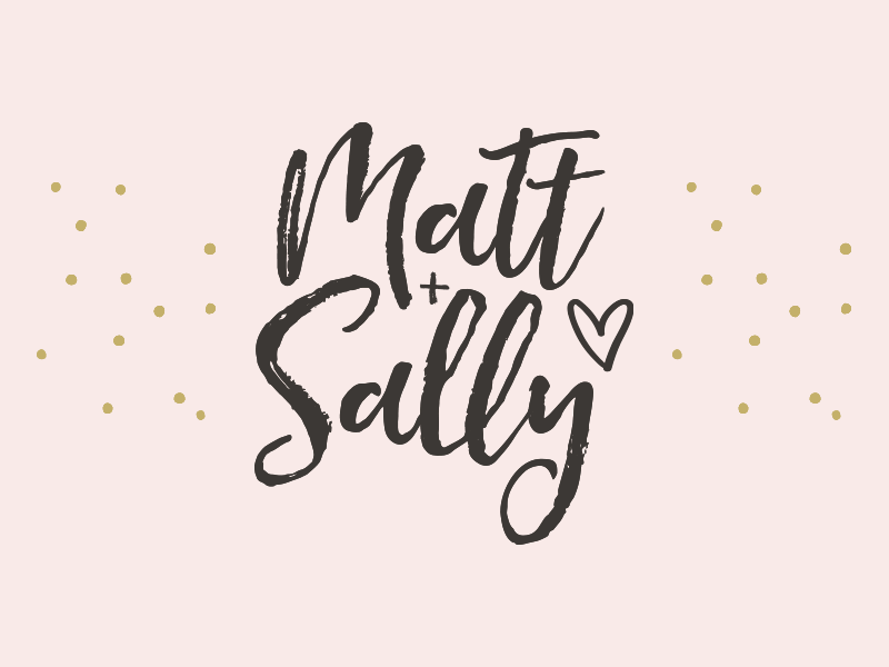 Matt + Sally invite lettering logo marriage script stationary type wedding
