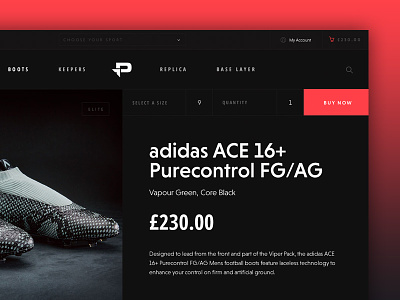 Pro:Direct Soccer Concept – Product adidas boots dark desktop ecommerce football pro-direct product soccer ui ux web