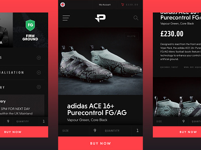Pro:Direct Soccer Mobile Concept – Product adidas boots ecommerce football mobile pro direct product responsive soccer ui ux web