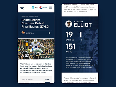 Dallas Cowboys Mobile article concept dallas cowboys football mobile responsive typography ui ux website