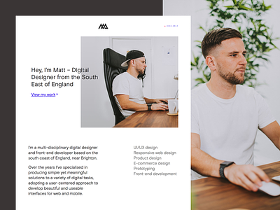 Personal Site 2019 - matt.ax black clean designer developer freelance interface personal site portfolio responsive ui website white