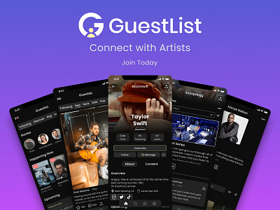 Guestlist Product Shots app application branding celebrity design mobile mobile design ui user interface