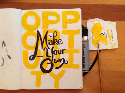 Opportunity lettering paint sketchbook yellow