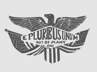 E Pluribus Unum america apparel custom eagle handmade lettering linocut type typography