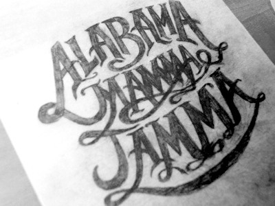 Alabama Mamma Jamma lettering pencil sketch