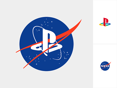 Playstation X Nasa brand design fusion game gaming inspiration logo nasa playstation sketchapp space vector videogame