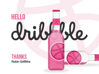 Hello Dribbble beer cheers debut drink first shot hello illustration soda