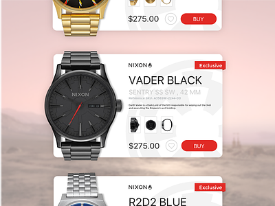 Daily UI 012 - Item Shop - Nixon Star Wars dailyui dark side ecommerce empire item nixon shop star wars watch
