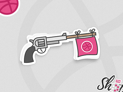 Dribbble Shot Sticker design dribbble gun icon revolver shot sticker vector
