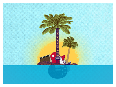 Guitar Island - Illustration design guitar illustraion inspiration island photoshop summer summer vibes