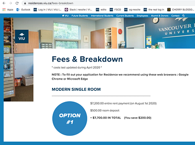 VIU Residences // payments page drupal layout rebranding updating viu webdesign website website design