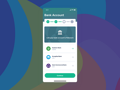 Create account for financial service account app app concept bank card design flat interaction mobile app onboarding register ui