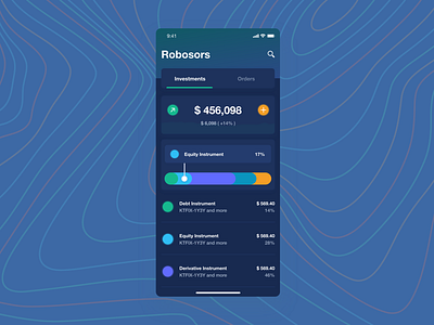 Robosors - Robo advisor app app app concept bank card chart design flat interaction investment mobile app money onboarding ui