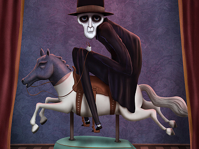 Death Rides A Pale Pony conceptual dark death halloween horse illustration kiddie rides mafia offers scary