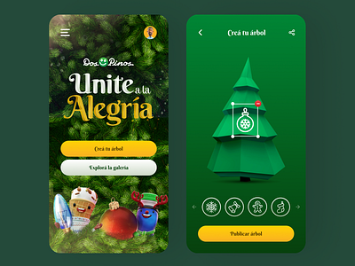 Alegría Dos Pinos - App appdesign application christmas christmas tree christmastree decoration design design app happiness stickers ui uidesign