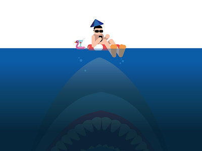 Last Vacation blue deep sea holiday illustration indonesia ocean sea shark vacation vector