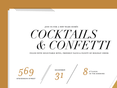 Cocktails & Confetti Invitation bodoni invitation mrs eaves new years eve sackers typography