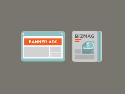Biz Mags & Banner Ads banner ads business icons illustration