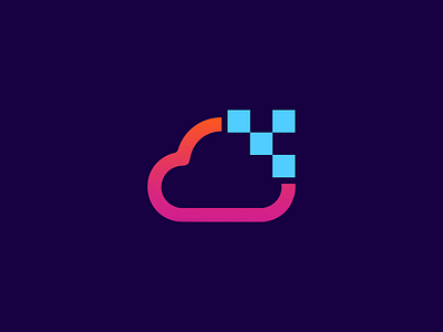 Pixel Cloud app branding cloud design flat gradient illustration logo minimal pixel ux web