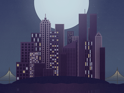 Clair De Lune bitmap city illustration moon texture
