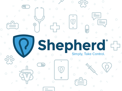 Shepherd Logo animal branding hospital icon logo medical medicine mobile shepherd staff vet veterinary