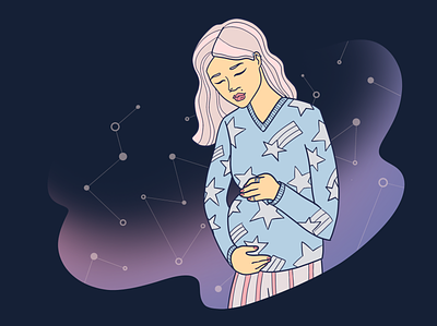 Twinkle twinkle little star dreamy illustration pregnancy procreate sleepy space stars woman