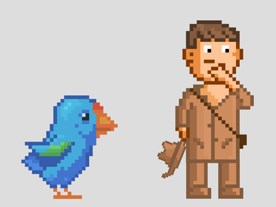 Dr Orbell and the Takahe app design icon illustration pixel pixel art vector