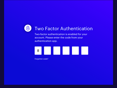 Two Factor Authentication 2fa blue gradients ui