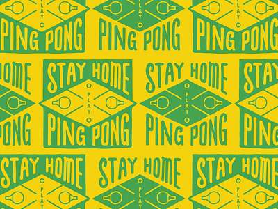 Stay Home Play Ping Pong beer branding brand and identity branding concept design font green illustration pingpong retro tabletennis typography vintage yellow yellow logo