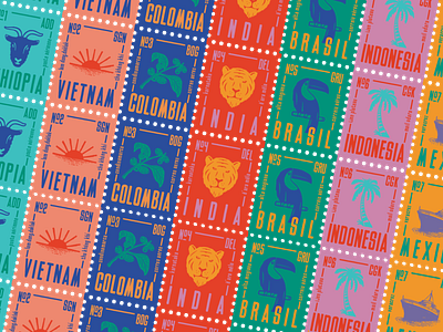 Kaldi Coffee stamps branding concept design font illustration stampdesign stamps texture typography vintage